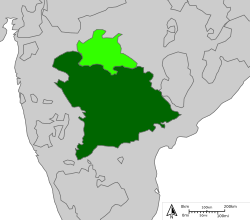 Hyderabad (hijau gelap) dan Berar (hijau muda, bukan bagian dari Hyderabad namun merupakan kekuasaan Nizam dari tahun 1853 hingga 1903)