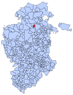 Municipal location of Aguas Cándidas in Burgos province