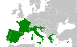 Map of Europe indicating the member countries of the Med Group