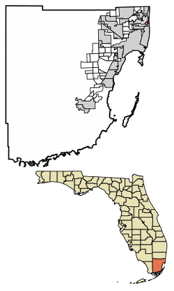 Location of Bal Harbour in Miami-Dade County, Florida