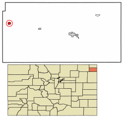 Location of the Town of Haxtun in Phillips County, Colorado.