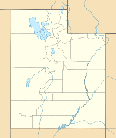 Mapa konturowa Utah, na dole nieco na lewo znajduje się punkt z opisem „Circleville”