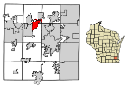 Location of Hartland in Waukesha County, Wisconsin.