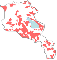 Distribuzione degli azeri nei confini moderni dell'Armenia, 1886–1890.