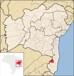 Localização de Guaratinga na Bahia