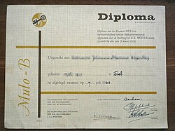 Mulo-B-diploma (1965) Vorderseite