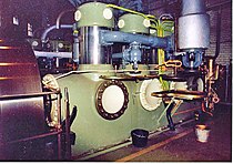 A close-up view of a compressor at the factory in 1990