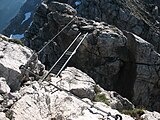 Leiterbrücke im Gipfelbereich des Dritten Schafalpenkopfs