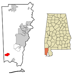 Location in Mobile County and the state of Alabama