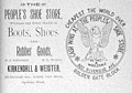 Image 421893 advert from the People's Shoe Store, a business looking to capitalize on the boom of populism throughout the state. (from History of Washington (state))