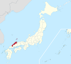 Shimanen prefektuurin sijainti Japanissa