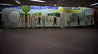 Raveel, 1976: muurschildering in de Brussels metro station Mérode, België