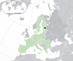 ヨーロッパにおけるエストニアの地図