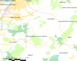 Mapa obce Saint-Romain-sous-Gourdon