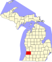 Harta statului Michigan indicând comitatul Allegan