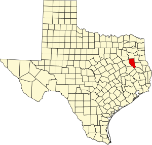 Map of Texas highlighting Cherokee County