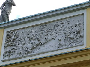 Битва поляков с татарами на барельефе Вилянувского дворца