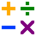 Image 29The symbols for elementary-level math operations. From top-left going clockwise: addition, division, multiplication, and subtraction. (from Elementary arithmetic)