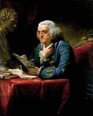 בנג'מין פרנקלין, ציור מעשה ידי דייוויד מרטין משנת 1767 המוצג כיום בבית הלבן.