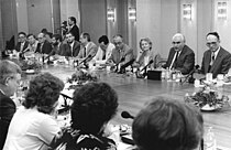 Honecker hosting an educational congress at the headquarters of the Christian Democrats in April 1989, seven months before the Berlin Wall fell.