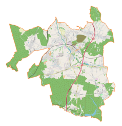 Mapa konturowa gminy Czerwionka-Leszczyny, u góry znajduje się punkt z opisem „Czuchów”