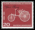 20-Pf-Briefmarke der Deutschen Bundespost (1961): „75 Jahre Motorisierung des Verkehrs“