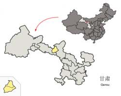 Location of Jinchang Prefecture within Gansu