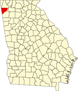 map of Georgia highlighting Chattooga County