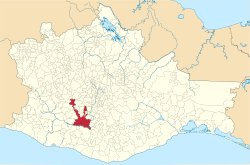 Location of the municipality in Oaxaca