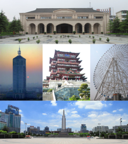 mengikut arah jarum Jam dari atas: ibu penjabatTentera 4 Baharu, Bintang dari Nanchang, Bayi Square, Matahari Terbit Nanchang, Astaka Putera Teng.
