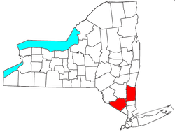 Location of the Kiryas Joel–Poughkeepsie–Newburgh Metropolitan Statistical Area in New York