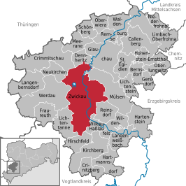 Kaart van Zwickau