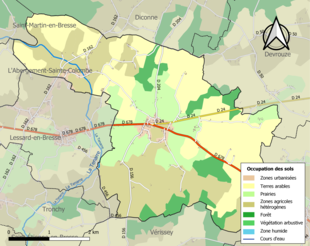 Carte en couleurs présentant l'occupation des sols.