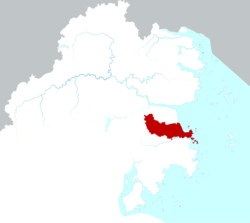 Location of Luqiao District within Taizhou