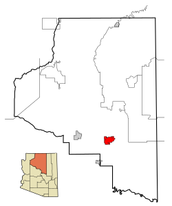 Lage von Flagstaff im Coconino County (oben) und in Arizona (unten)