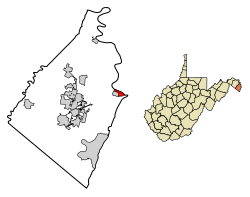 Location of Harpers Ferry in Jefferson County, West Virginia