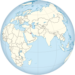 Kuwait on the globe (Afro-Eurasia centered)