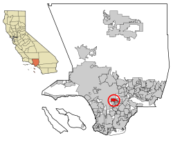 Location of Vernon in لاس اینجلس کاؤنٹی، کیلیفورنیا, California