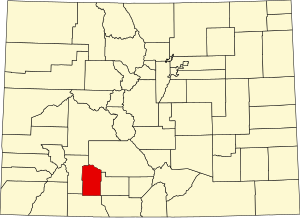 Map of Colorado highlighting Mineral County