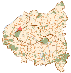 Location (in red) within Paris inner suburbs