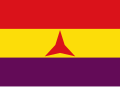 Bandera de les Brigades Internacionals. Des de juliol de 1936 nombroses persones de setanta nacionalitats van participar sota la influència de la Internacional Comunista.