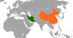 Lage von Iran und Volksrepublik China