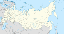 Kabardi-Balkarian sijainti Venäjän federaatiossa Pohjois-Kaukasiassa