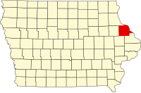 Map of Ajova highlighting Dubuque County
