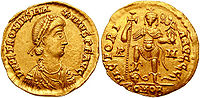 Pèça de moneda dau rèine de Petronius Maximus