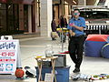 A juggler performs at the mall