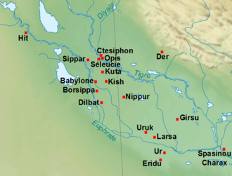 Une carte du réseau urbain en Basse Mésopotamie à l'époque hellénistique