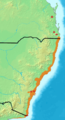 Rozšíření střízlíkovce východního (Dasyornis brachypterus)
