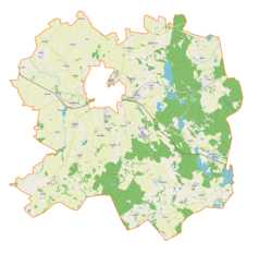 Mapa konturowa gminy wiejskiej Kętrzyn, po prawej nieco na dole znajduje się punkt z opisem „Martiany”