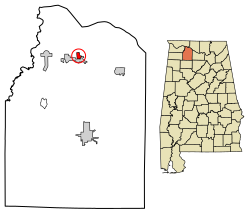 Location of North Courtland in Lawrence County, Alabama